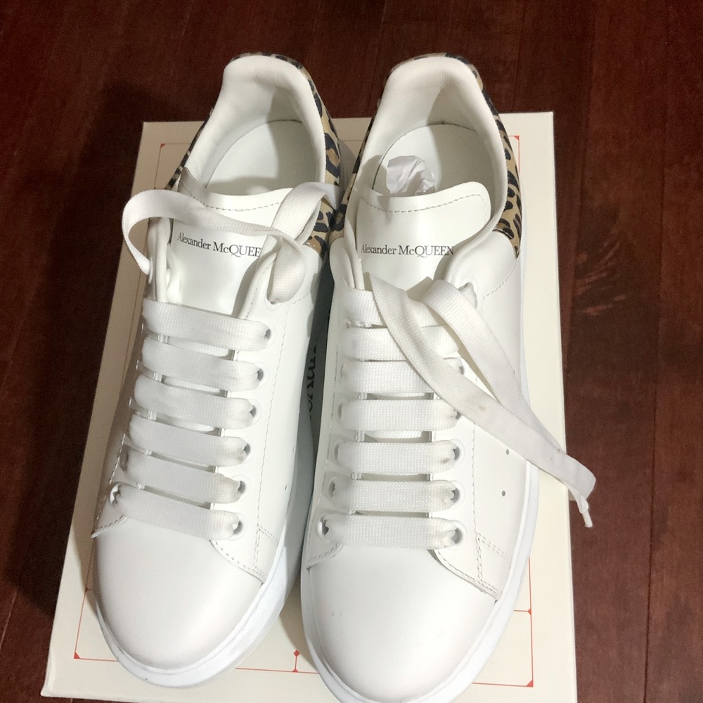 Alexander McQueen White/Leopard Larry Sneaker
